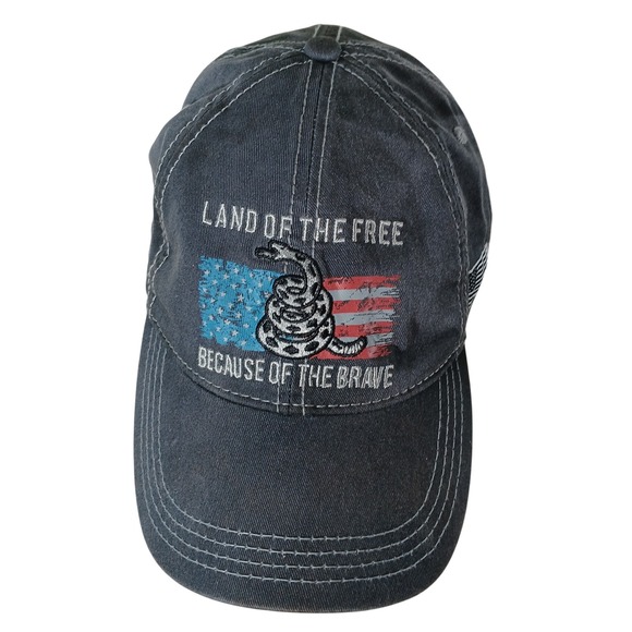 Land of the Free Hat Don't Tread On Me Snake USA Flag Cap Buck Wear - Picture 1 of 6